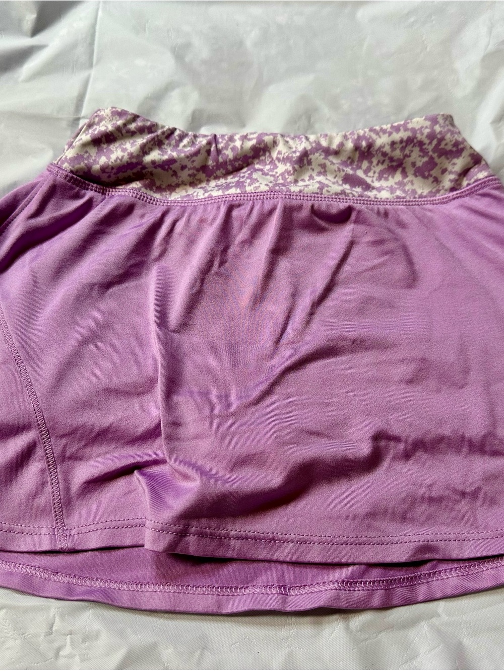 ZELOS Girls Lavender Purple Skort with Cream Patterned Waistband
